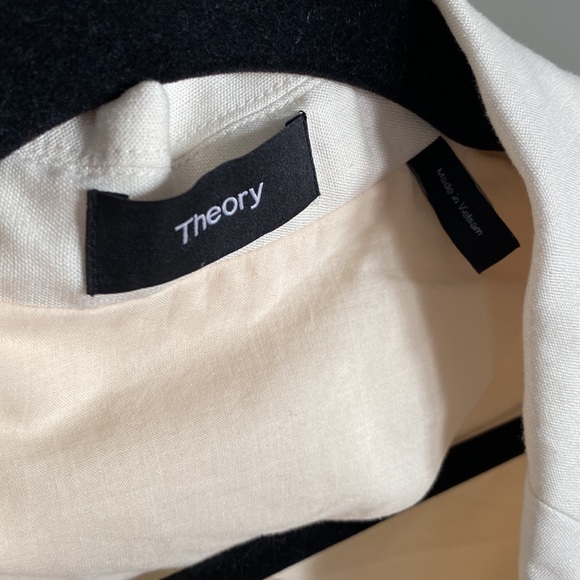 Theory Etiennette Elongated Stretch Linen Blazer, White Size 4 - Picture 5 of 9